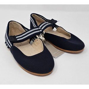 NEW!!‎ ZARA Baby Girl Navy Blue BALLERINA FLATS WITH STRAPS Size 6